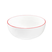 White 14cm Small Bowl with Red Trim