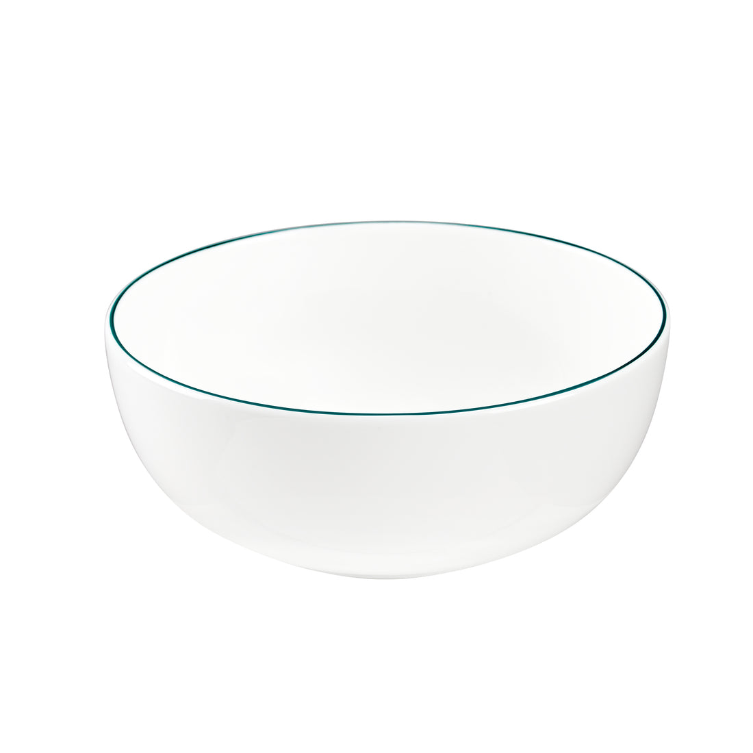 White 14cm Small Bowl with Teal Trim