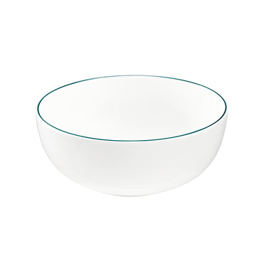 White 14cm Small Bowl with Teal Trim