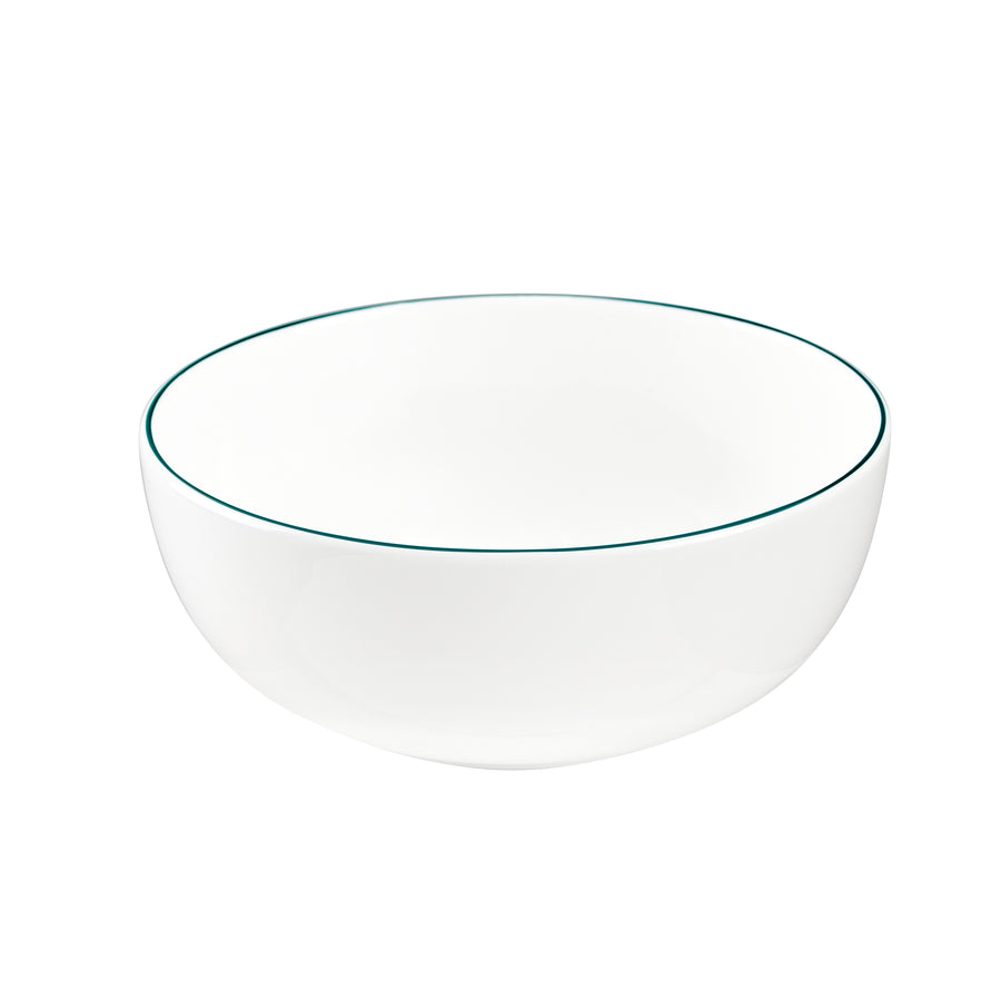 White 14cm Small Bowl with Teal Trim