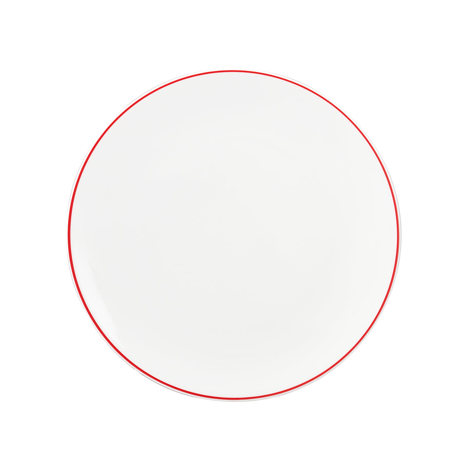 White Side Plate with Red Trim