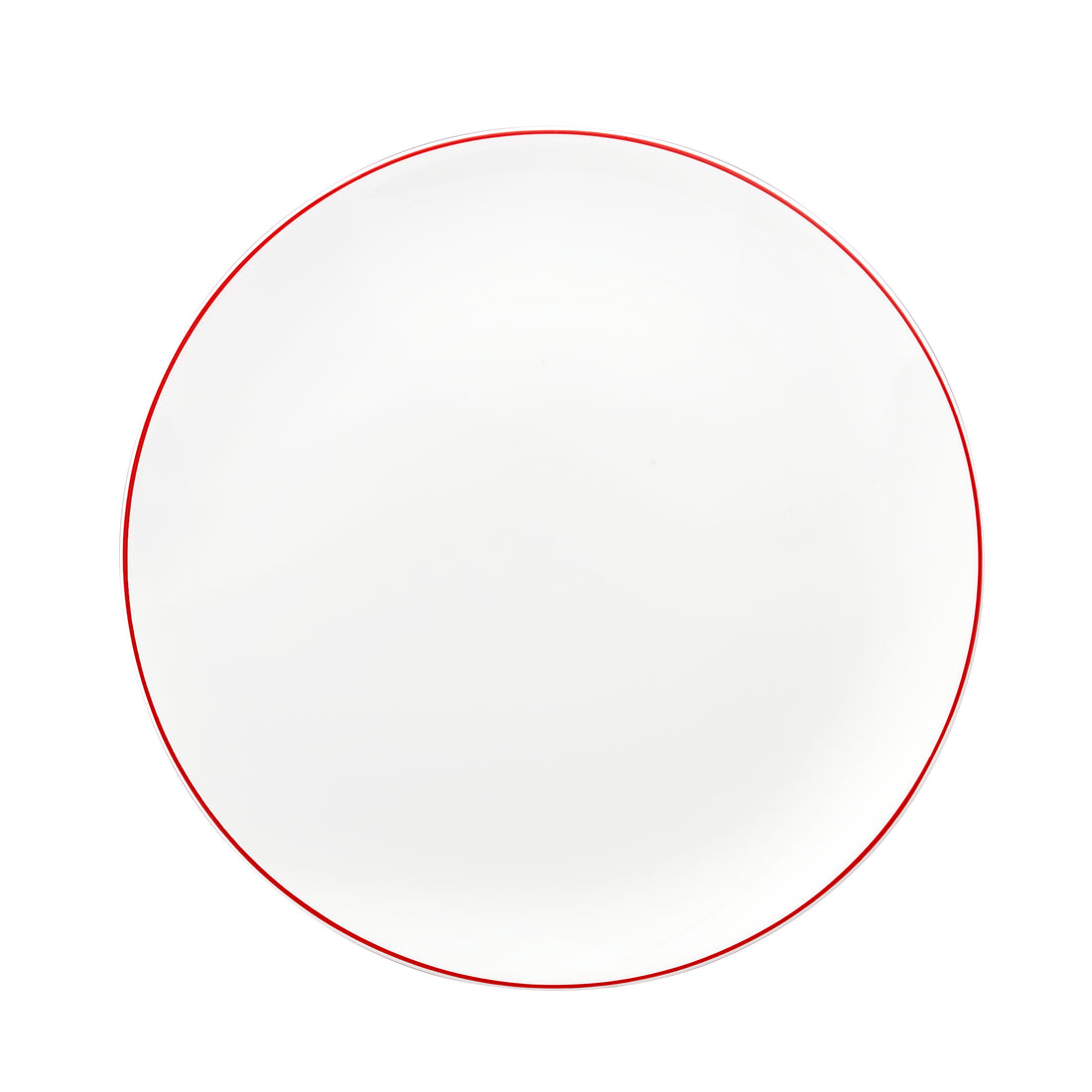 White Dinner Plate with Red Trim