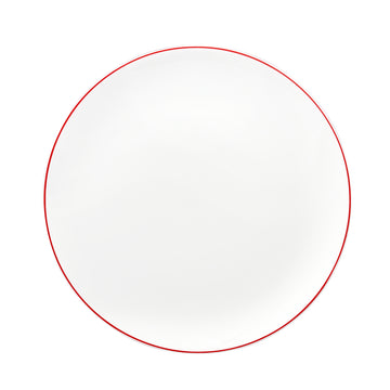 White Dinner Plate with Red Trim