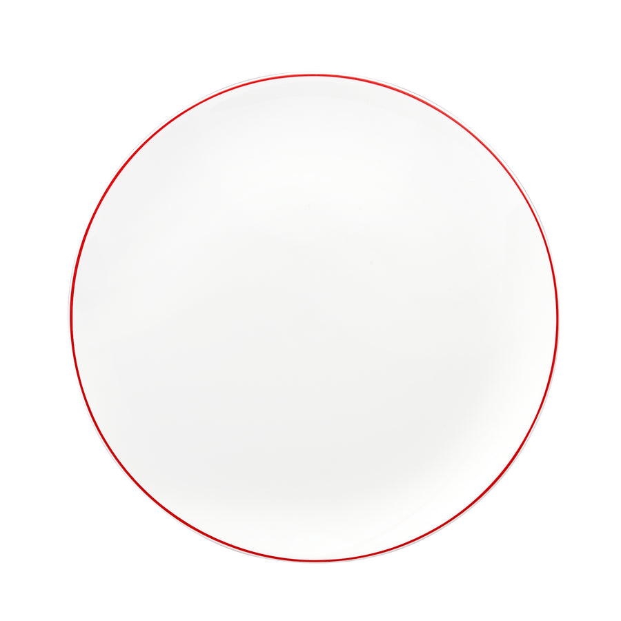 White Dinner Plate with Red Trim