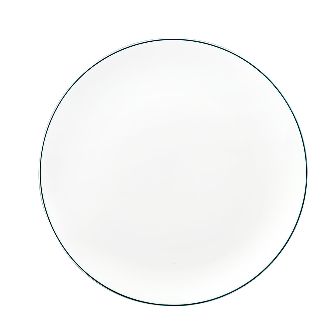 White Dinner Plate with Teal Trim