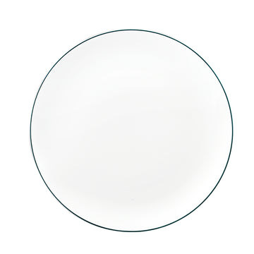 White Dinner Plate with Teal Trim