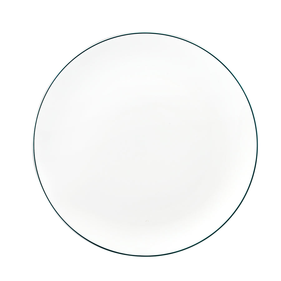 White Dinner Plate with Teal Trim