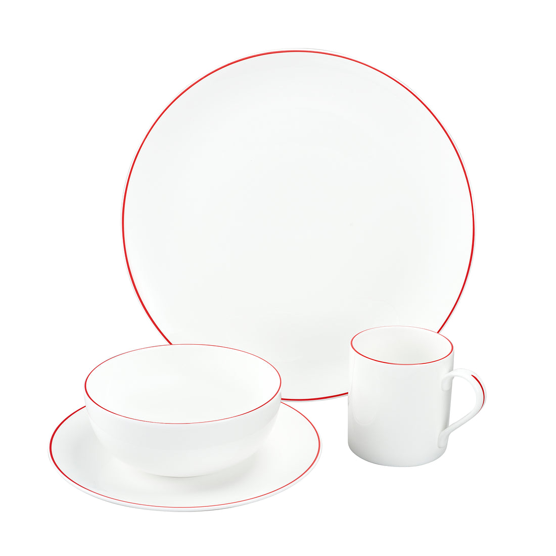 White Dinner Plate with Red Trim