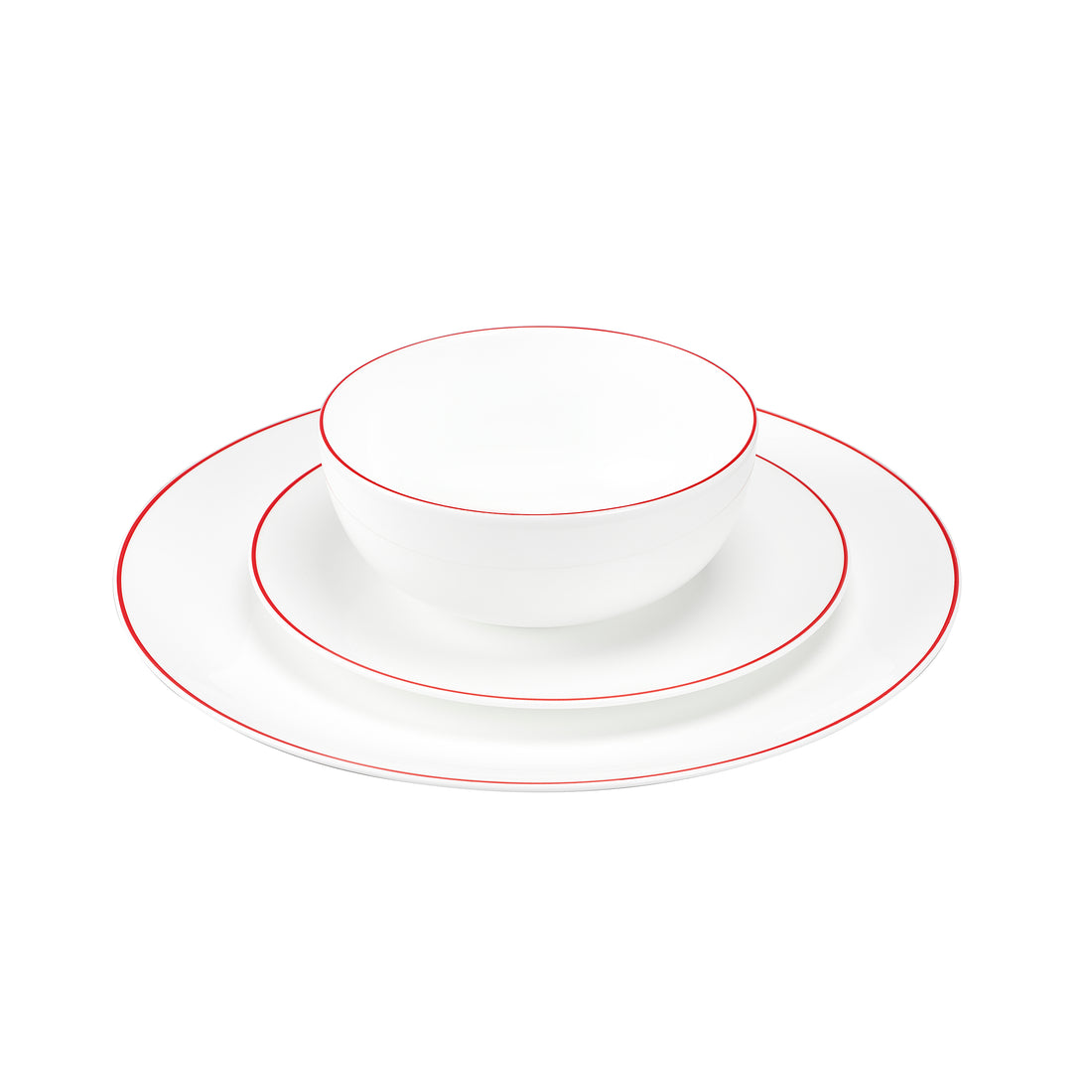 White Dinner Plate with Red Trim
