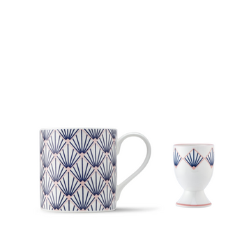 Zighy Mug & Egg Cup Gift Set in Blue & Blush Pink