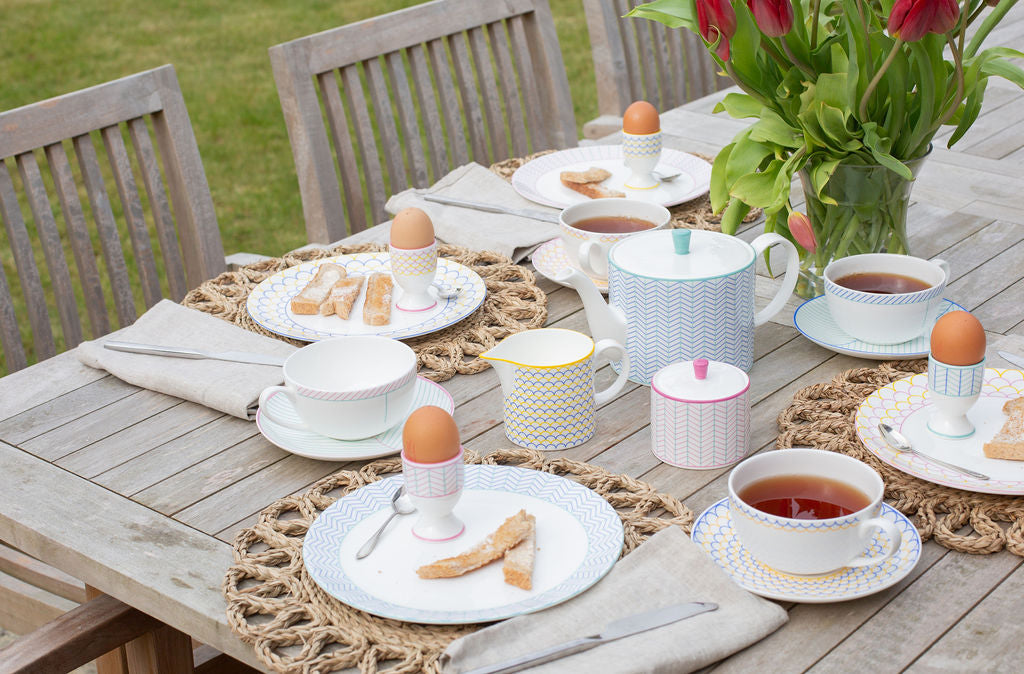 Ripple Egg Cup in Yellow & Blue