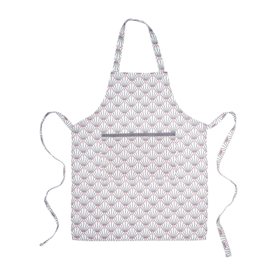 Zighy Linen Apron in Grey & Blush Pink