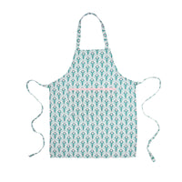 Peacock Linen Apron in Teal & Blush Pink