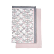 Zighy Linen Tea Towel Set in Grey & Blush Pink