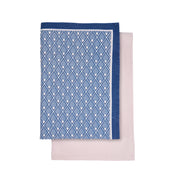 Gatsby Linen Tea Towel Set in Blue & Blush Pink