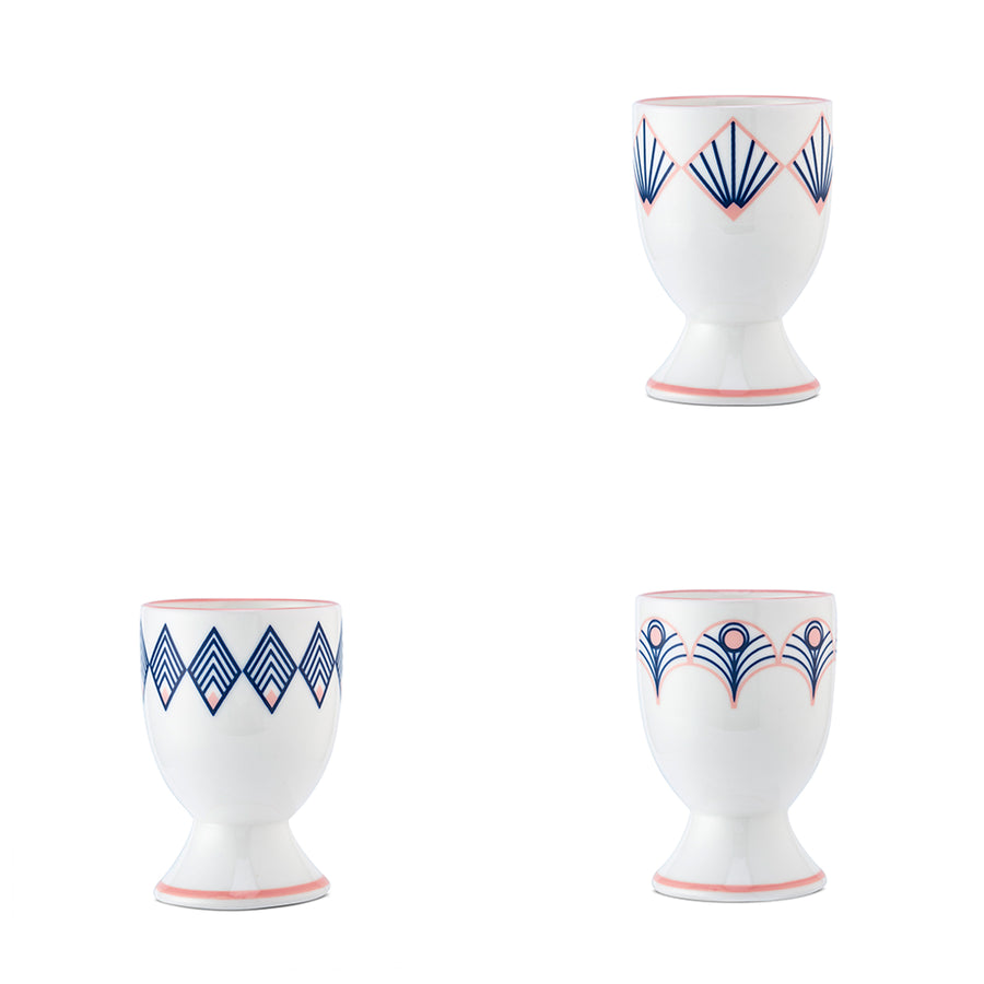 Gatsby Egg Cup in Blue & Blush Pink