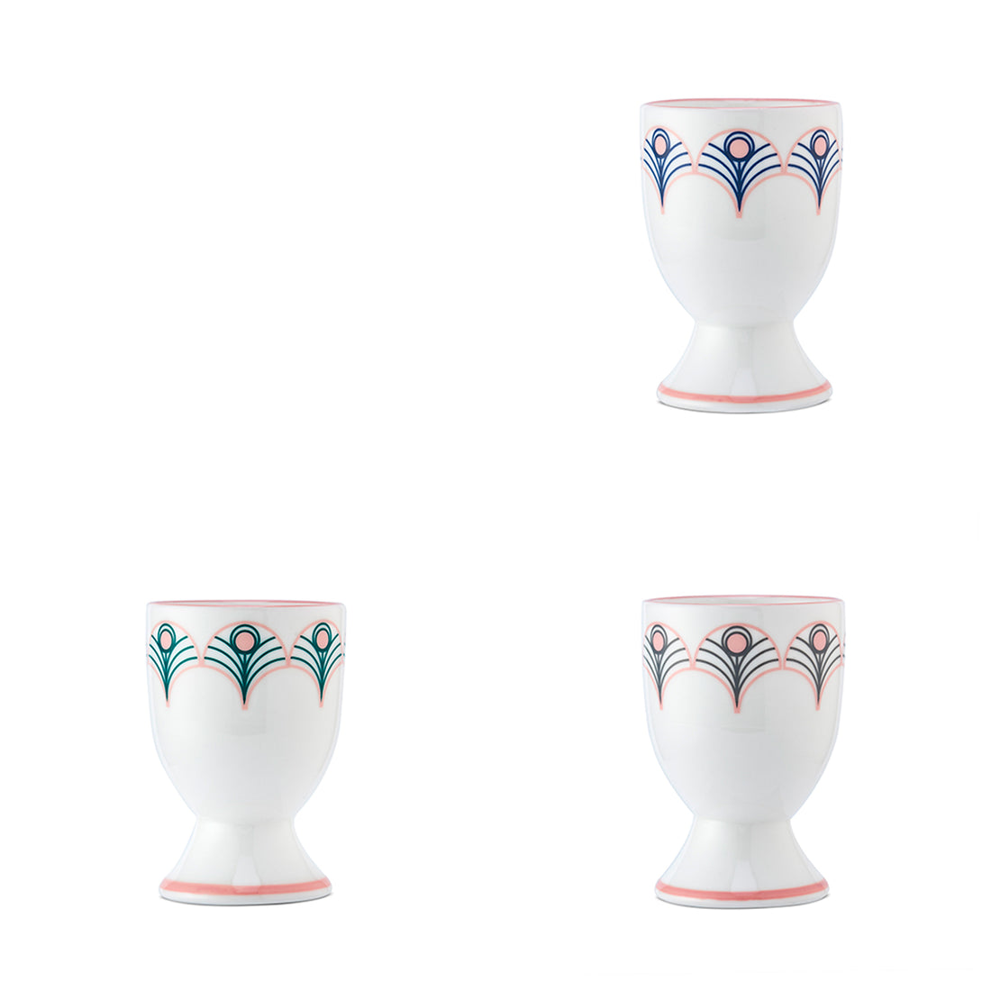 Peacock Egg Cup in Grey & Blush Pink