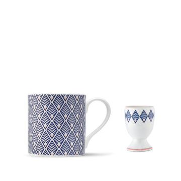 Gatsby Mug & Egg Cup Gift Set in Blue & Blush Pink