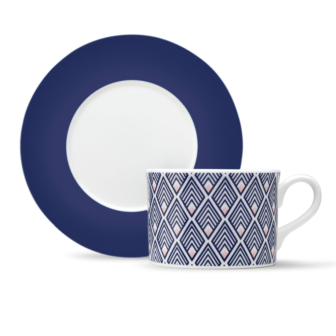 Gatsby Cup & Saucer in Blue & Blush Pink [Blue Saucer]