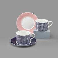 Gatsby Cup & Saucer in Blue & Blush Pink [Blue Saucer]