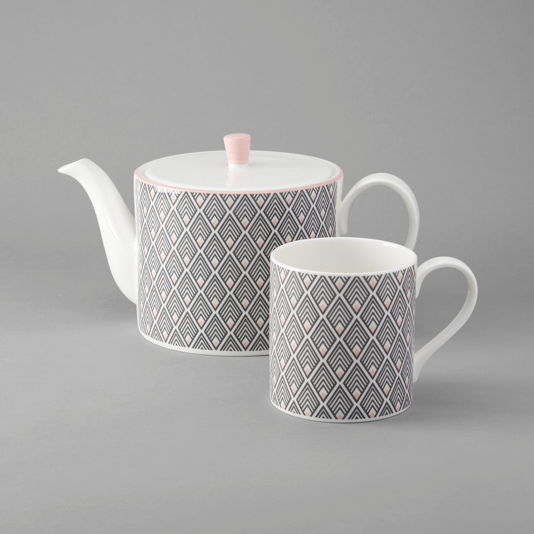 Gatsby Teapot in Grey & Blush Pink - 1L