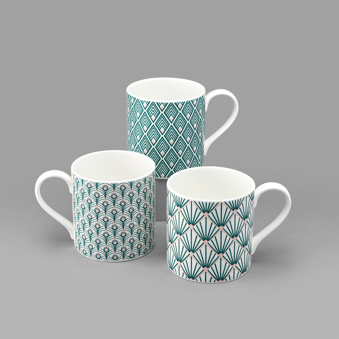 Peacock Mug in Teal & Blush Pink