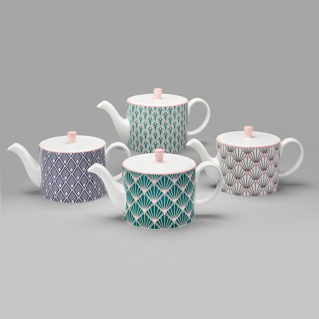 Peacock Teapot in Teal and Blush - 450ml