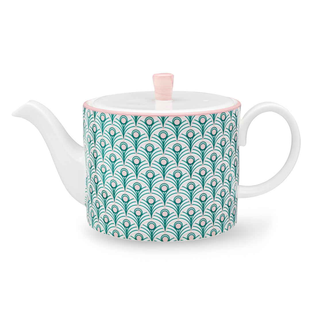 Peacock Teapot in Teal and Blush - 450ml