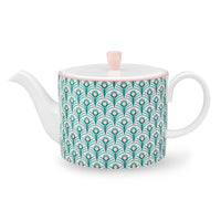 Peacock Teapot in Teal and Blush - 450ml