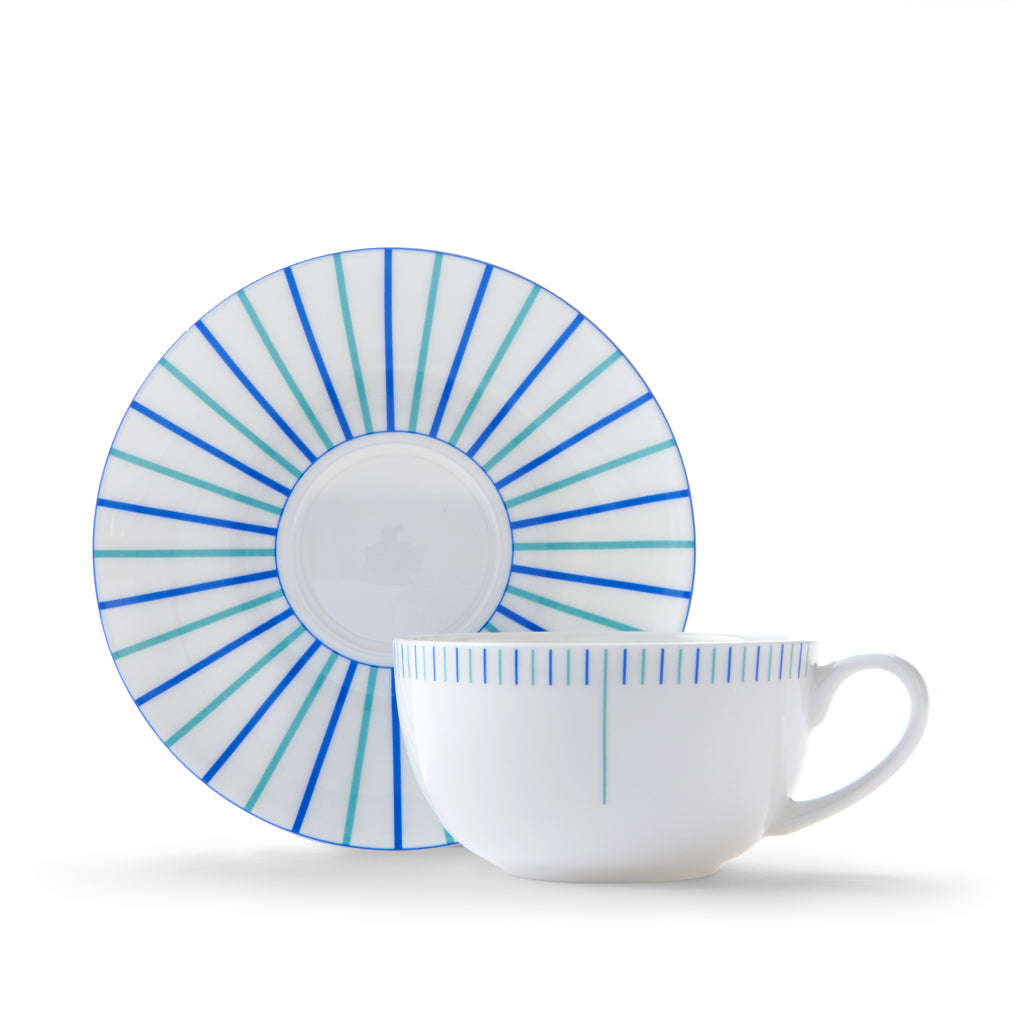 Burst Cup & Saucer in Blue & Turquoise