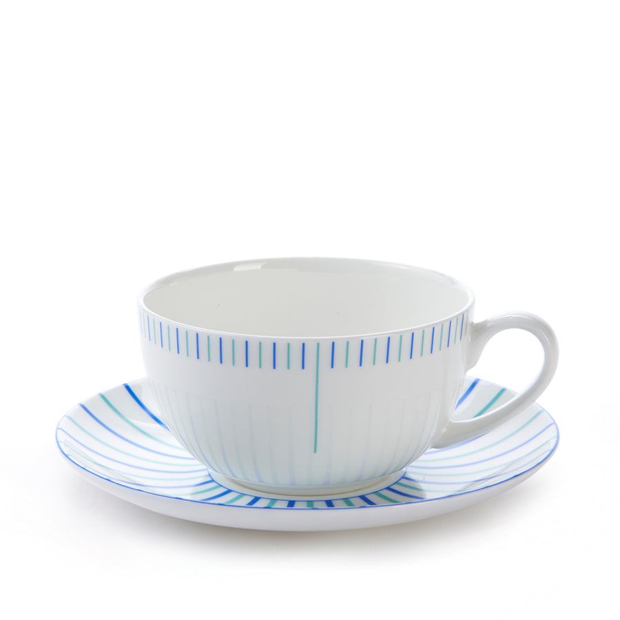 Burst Cup & Saucer in Blue & Turquoise