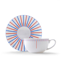 Burst Cup & Saucer in Red & Blue