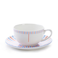 Burst Cup & Saucer in Red & Blue