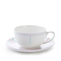 Burst Cup & Saucer in Pink & Turquoise