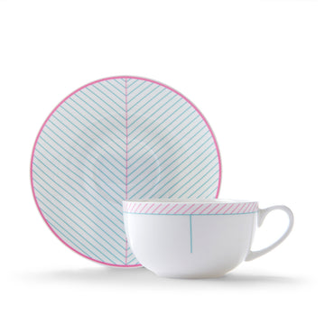 Ebb Cup & Saucer in Pink & Turquoise