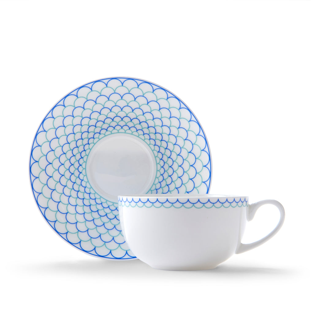 Ripple Cup & Saucer in Blue & Turquoise