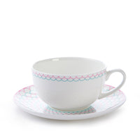 Ripple Cup & Saucer in Pink & Turquoise