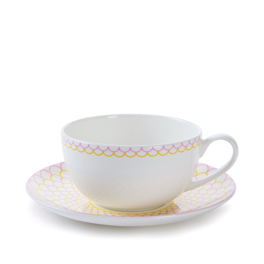 Ripple Cup & Saucer in Pink & Yellow