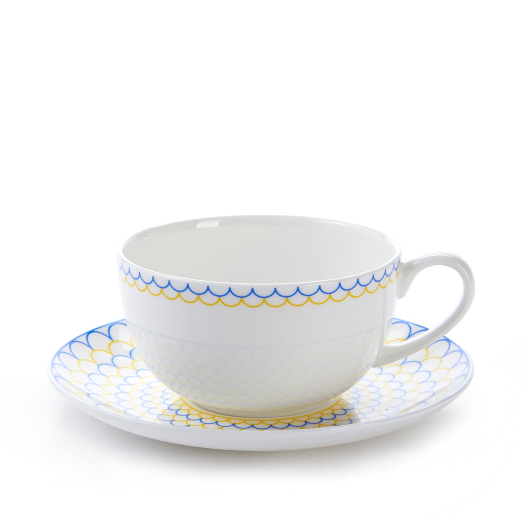 Ripple Cup & Saucer in Yellow & Blue