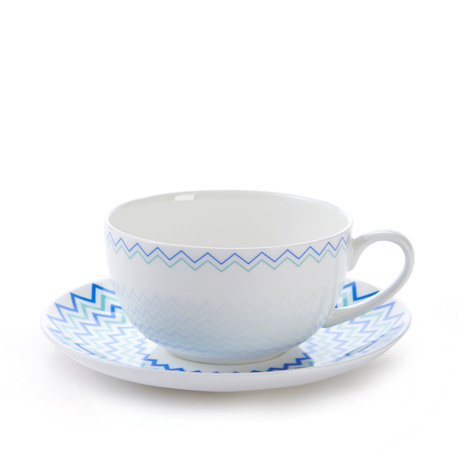 Wave Cup & Saucer in Blue & Turquoise