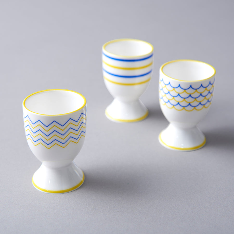 Ripple Egg Cup in Yellow & Blue