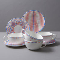 Wave Cup & Saucer in Red & Blue