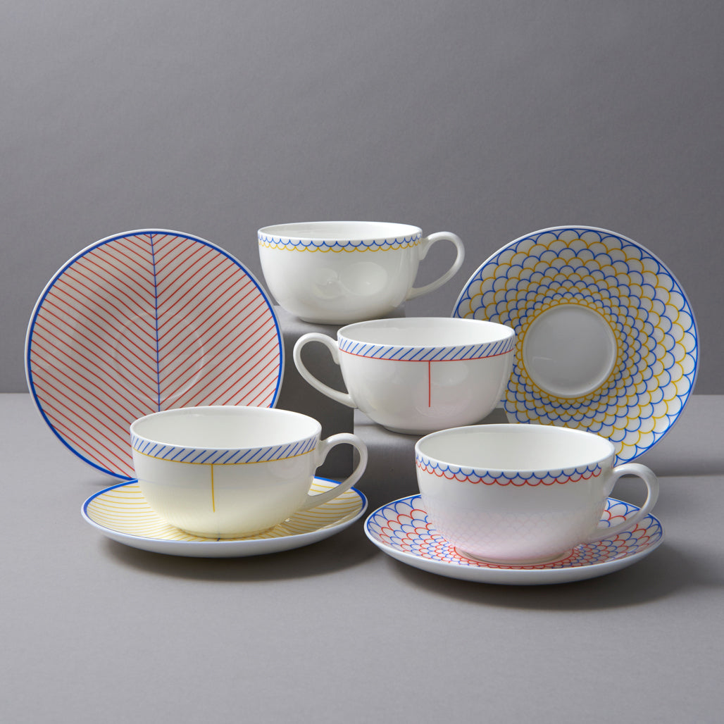 Ripple Cup & Saucer in Yellow & Blue