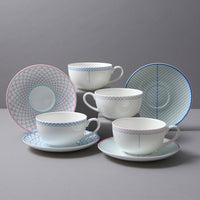 Ripple Cup & Saucer in Pink & Turquoise
