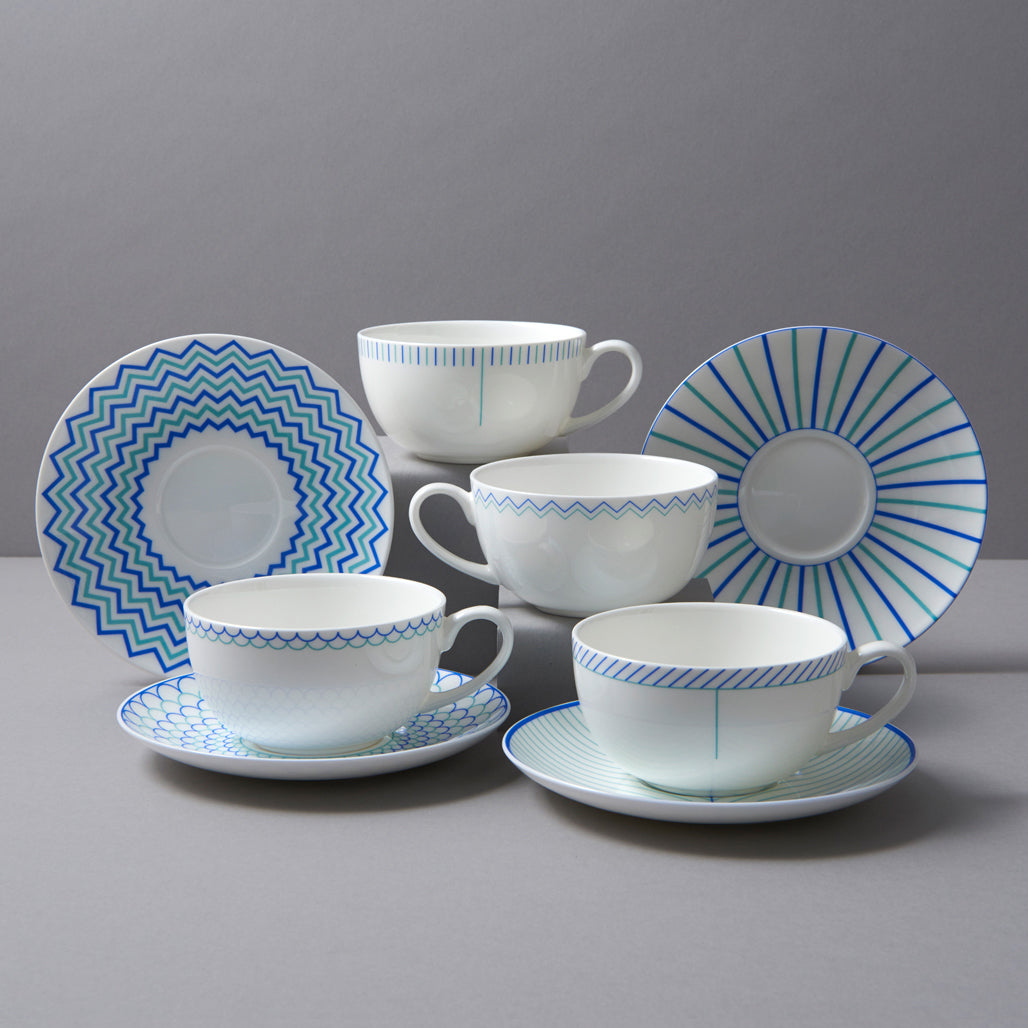 Burst Cup & Saucer in Blue & Turquoise