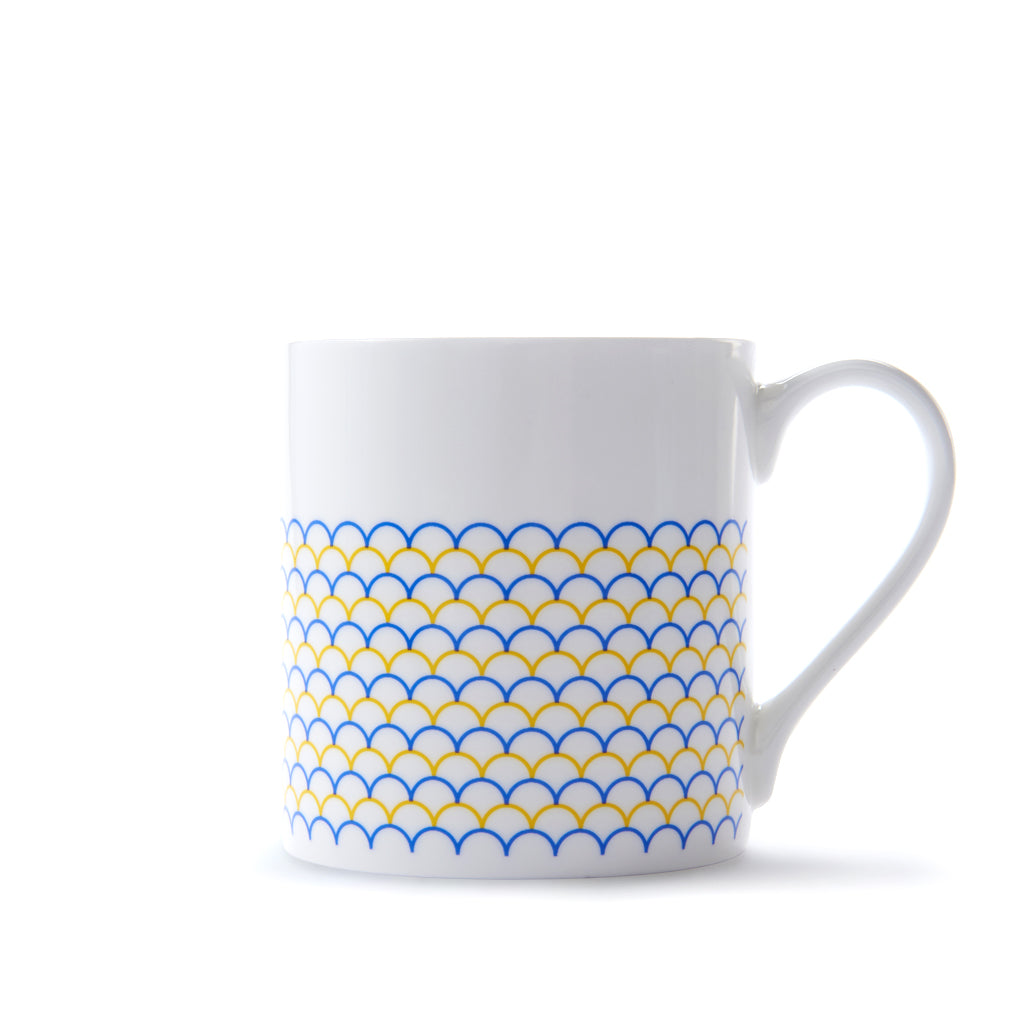 Ripple Mug & Egg Cup Gift Set in Blue & Yellow