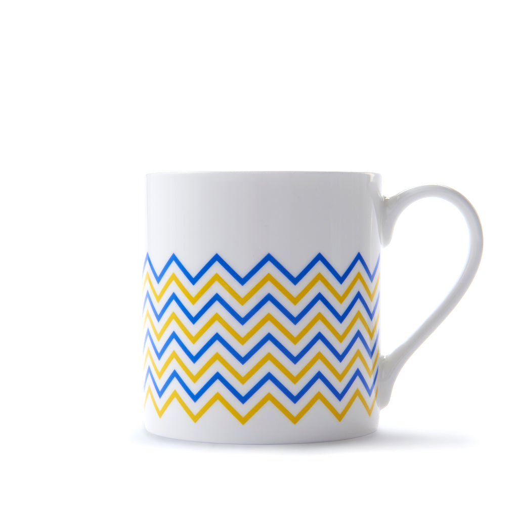 Wave Mug in Yellow & Blue