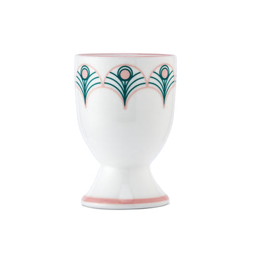 Peacock Egg Cup in Teal & Blush Pink
