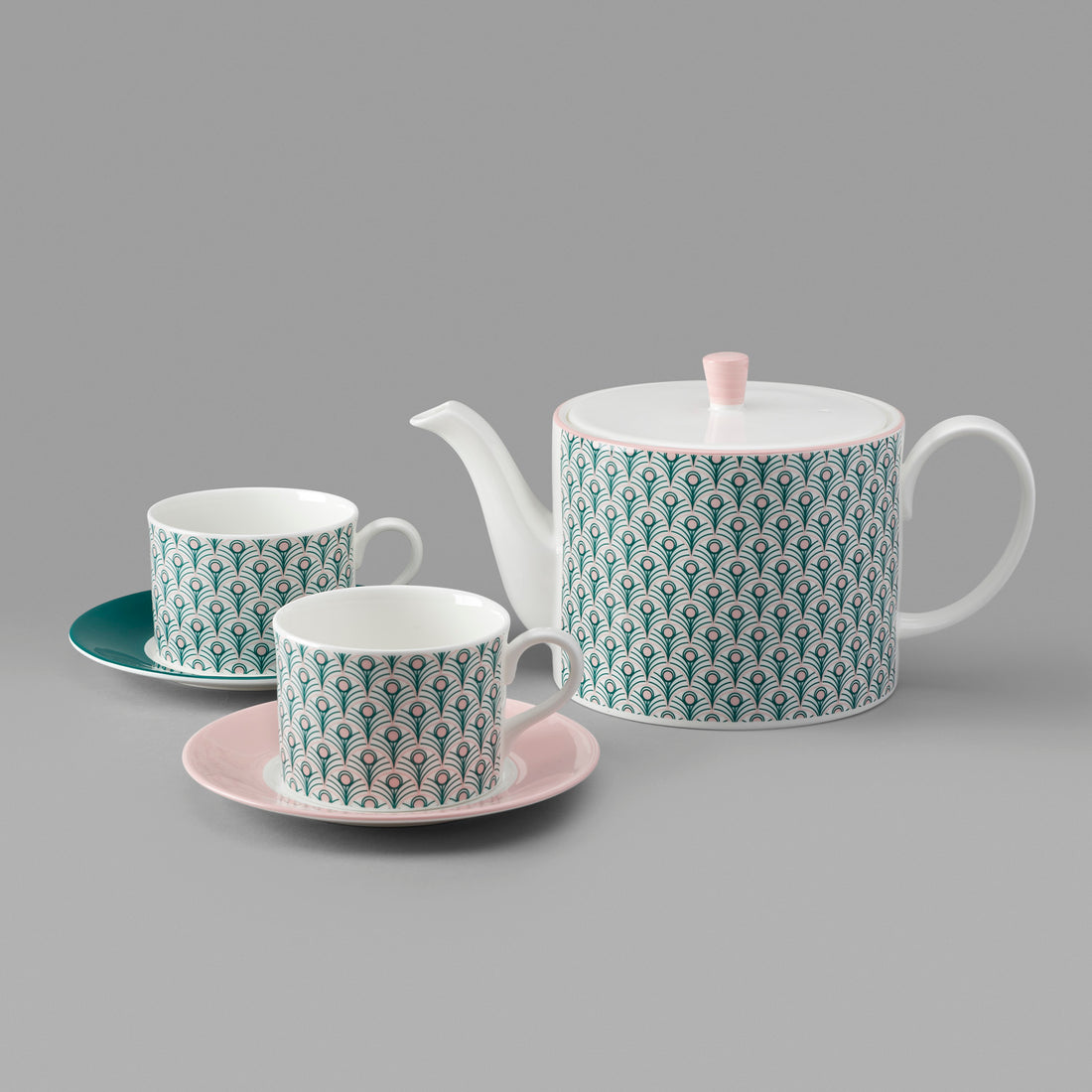 Peacock Teapot in Teal & Blush Pink - 1L