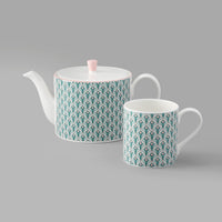 Peacock Teapot in Teal & Blush Pink - 1L